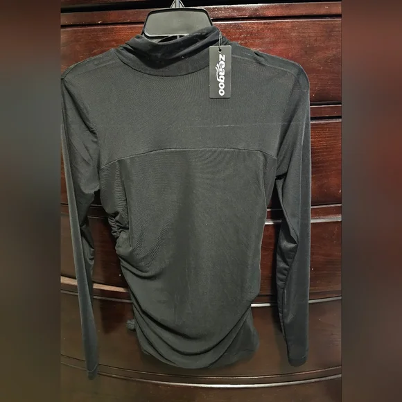 Zeagoo Womens Mesh Sheer Long Sleeve Top Mock Turtle Neck See Though Size Small - Picture 3 of 7
